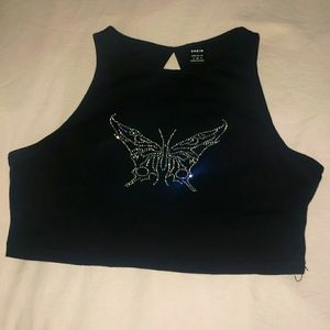 *3/$15 Shein Butterfly Black Crop Tank